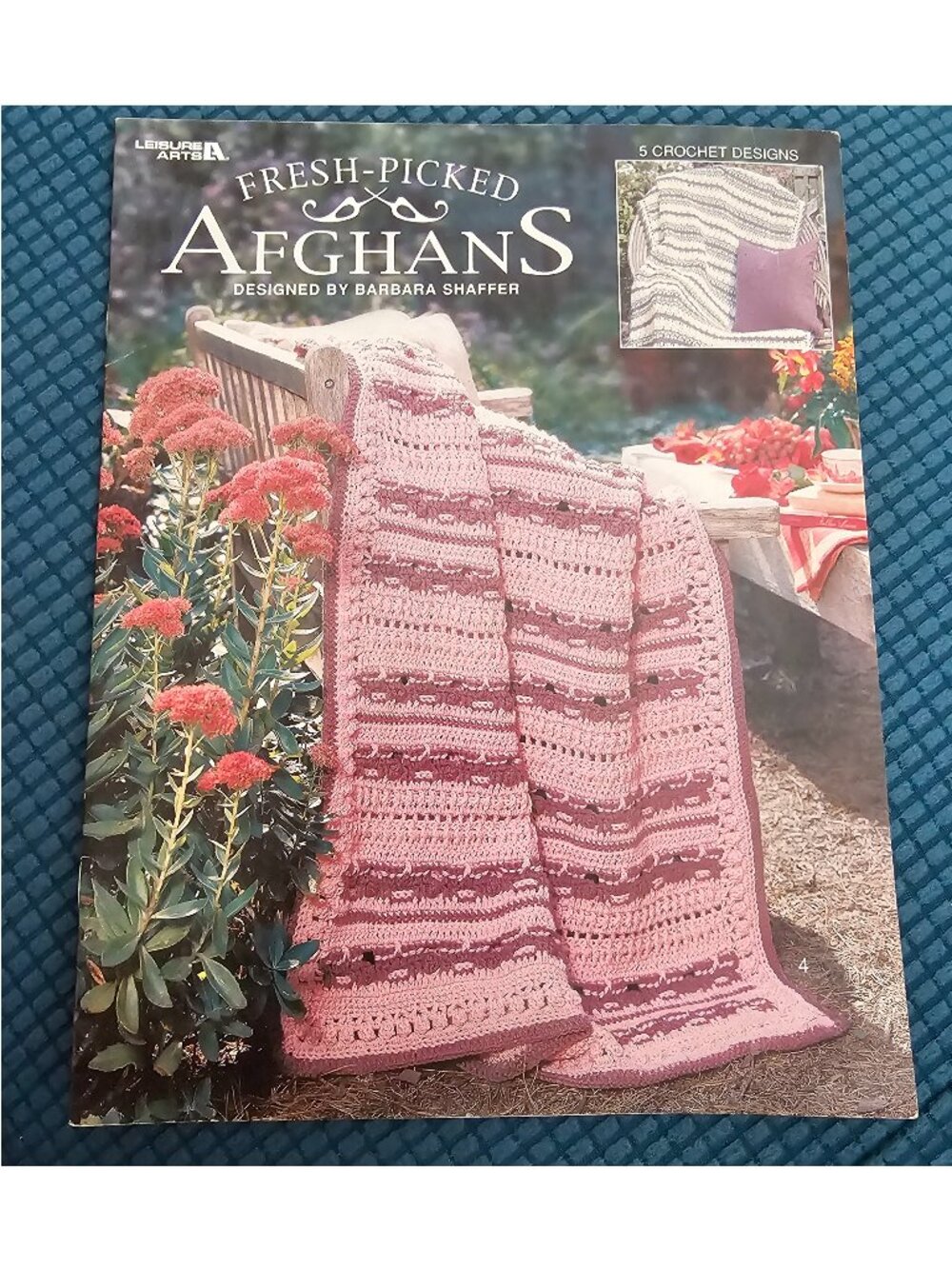 Vintage Leisure Arts Fresh Picked Afghans Barbara Shaffer 5 Crochet Designs